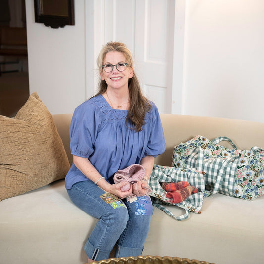 The Prairie Eyelet Blouse in Persimmon Blue