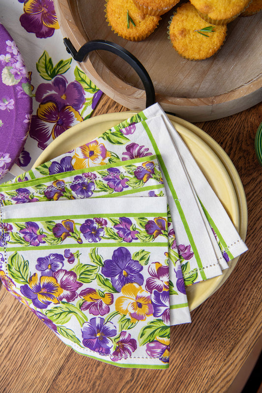 Pansies Luncheon Napkins, Set of 4