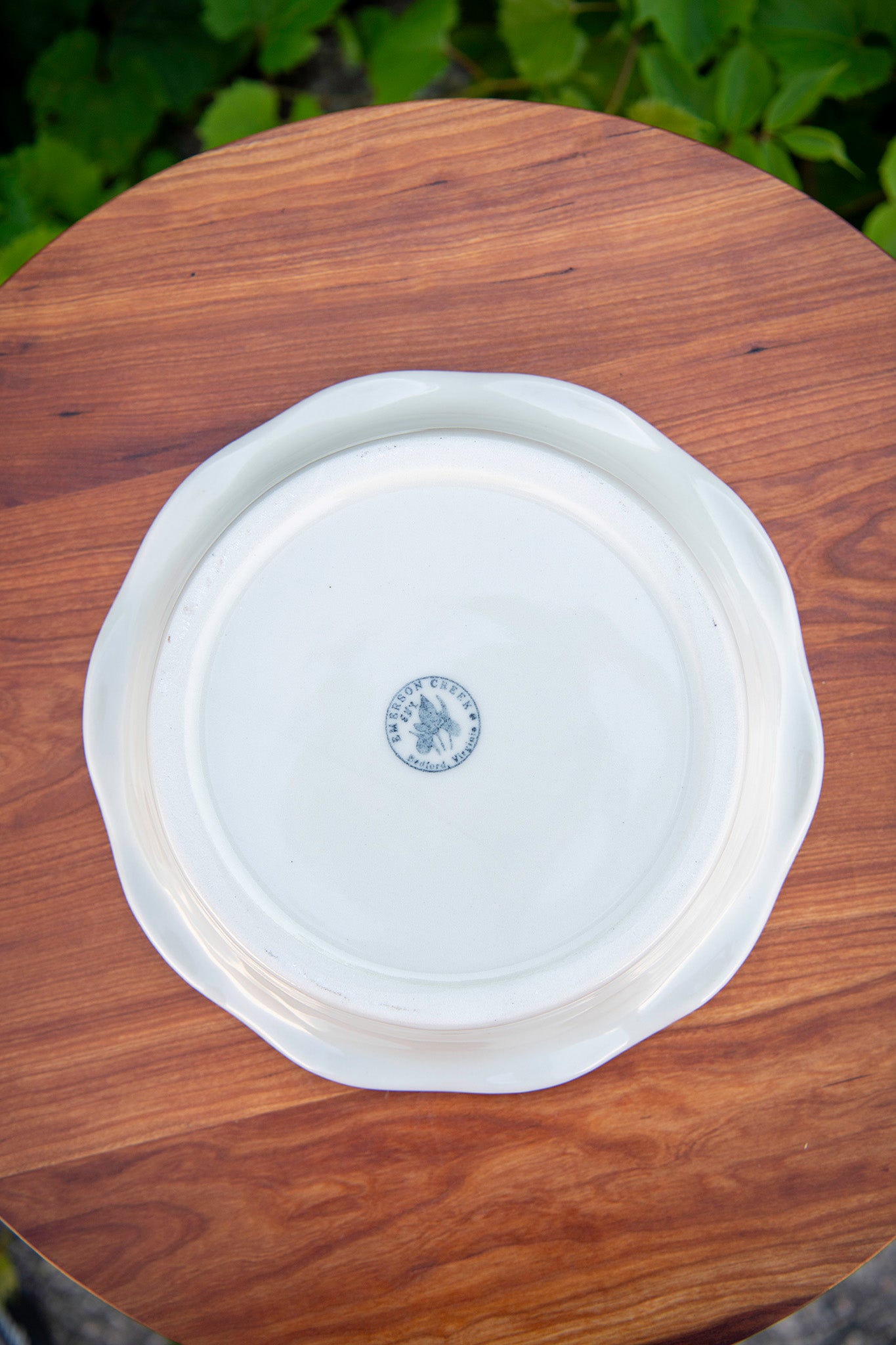 Emerson Pottery Frilly Pie Plate in Fields of Iris