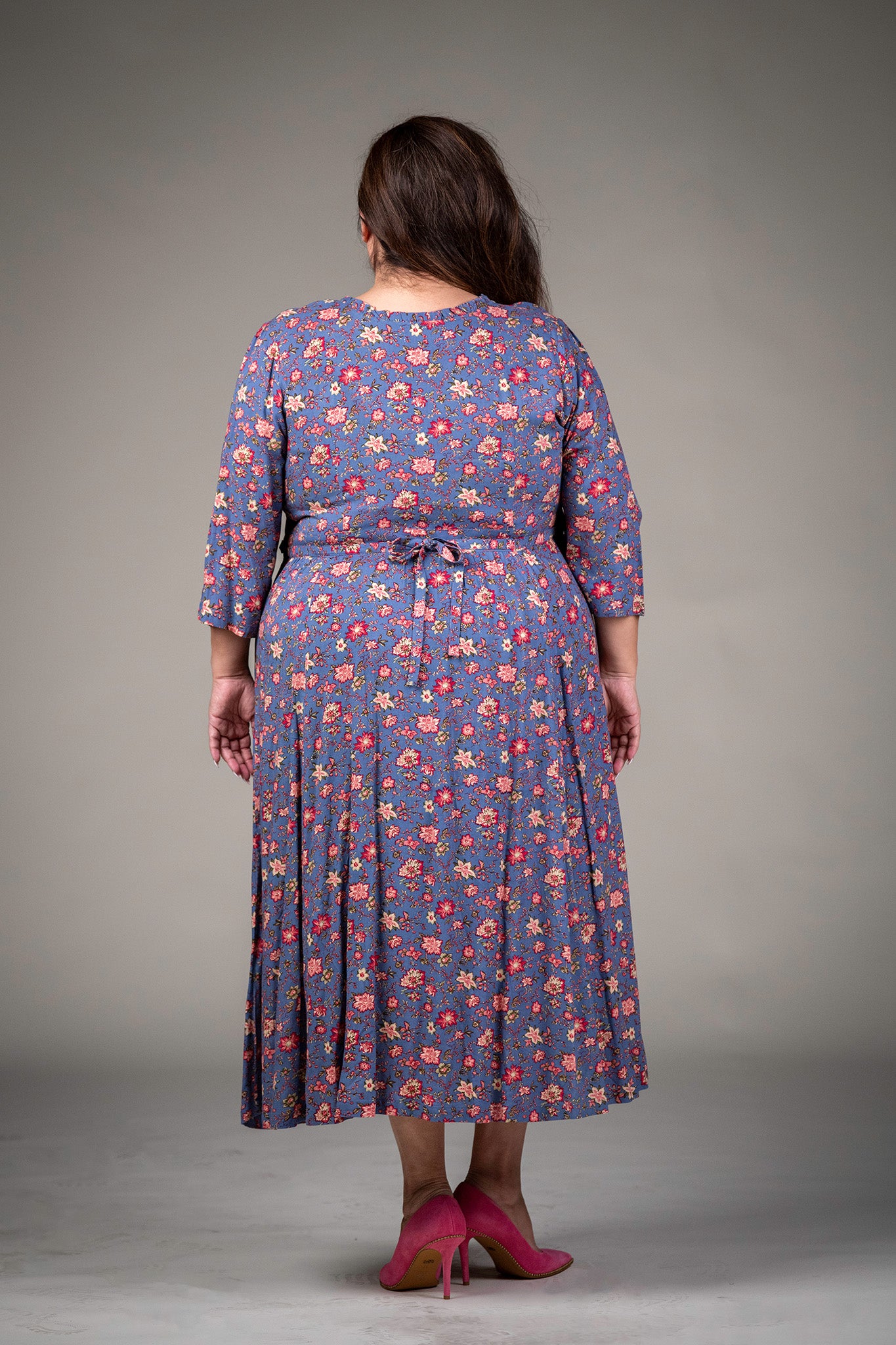 Laura Dress in Blooms on Blue