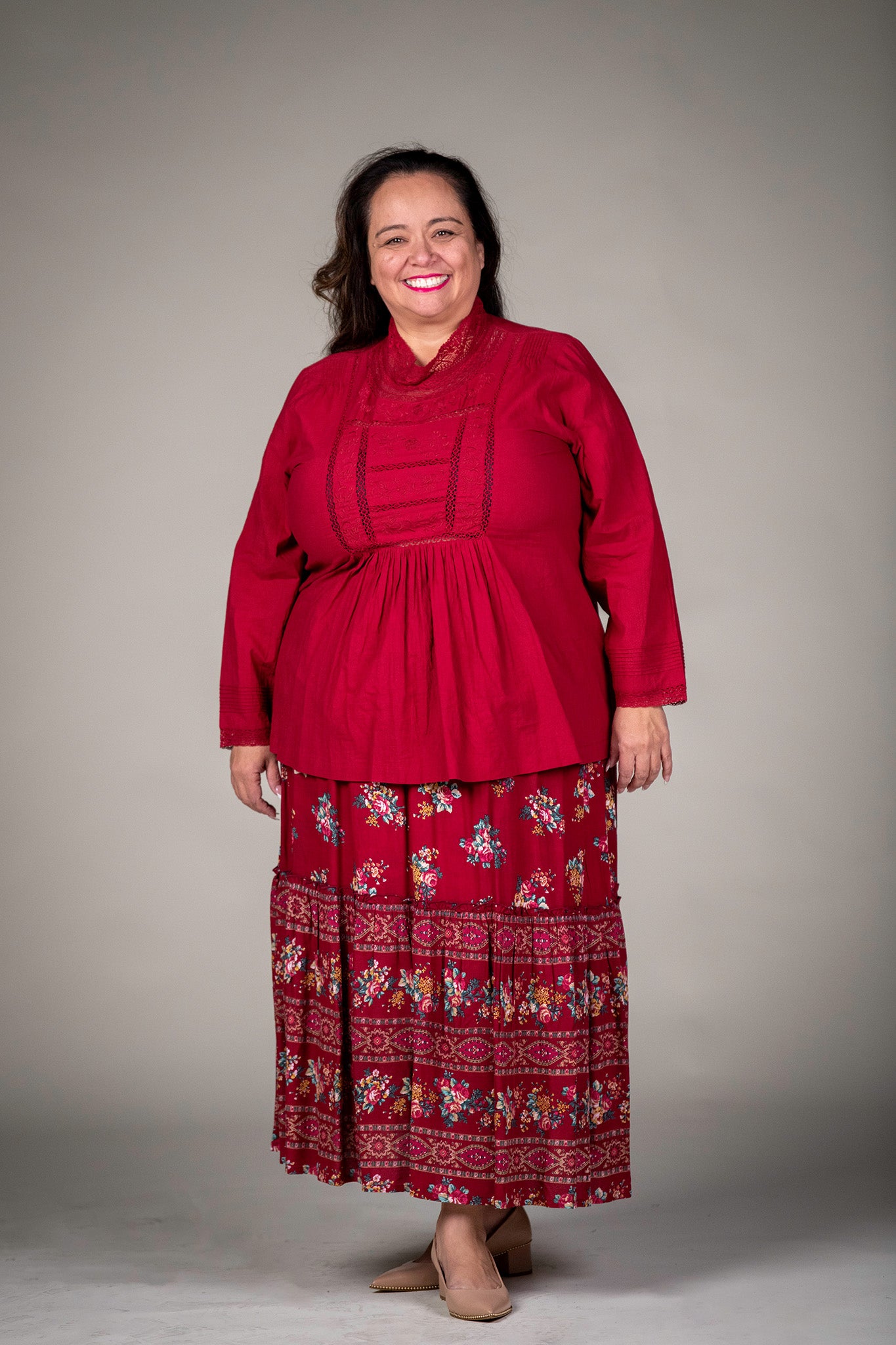 Heirloom Blouse in Deep Scarlet