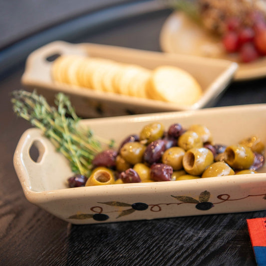 Ceramic Tapas Basket in Tuscan Olive