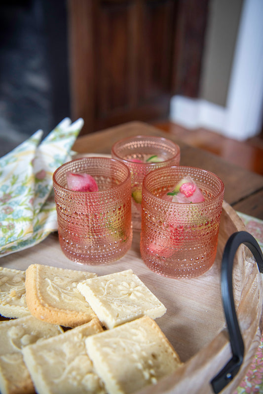 Hobnail Beaded Rose Gold Drinking Glasses — Set of 6, 10 oz.