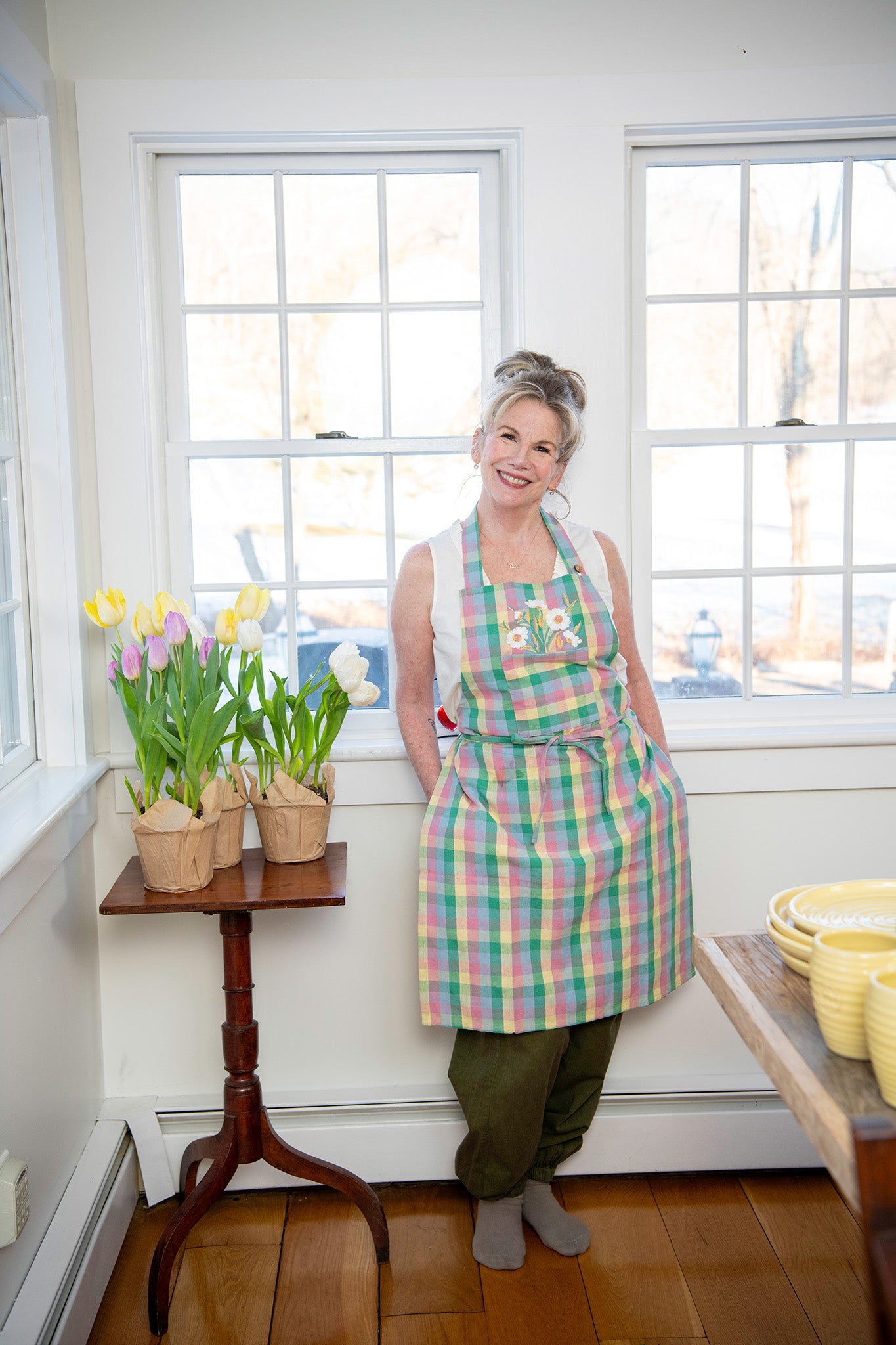 Spring Garden Plaid Apron