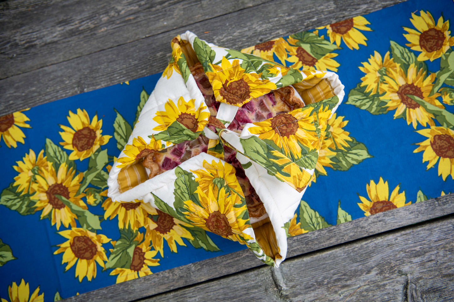 Sunflower Table Runner in Navy