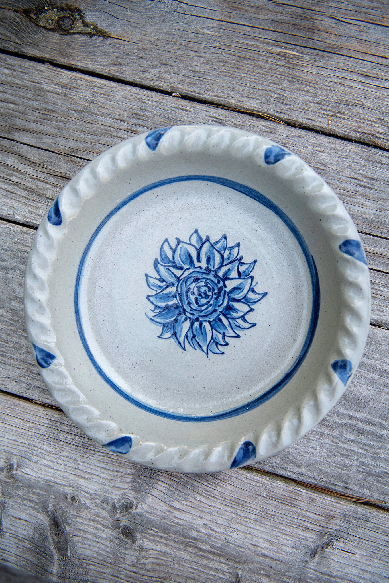 Here Comes the Sunflower Ceramic Pie Plate