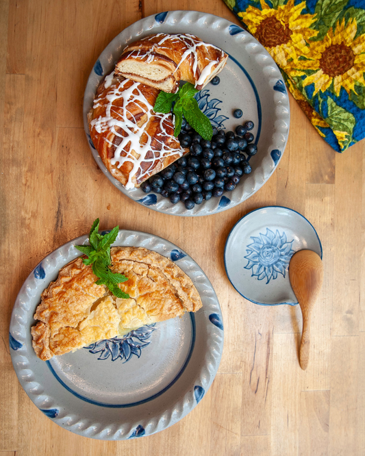 Here Comes the Sunflower Ceramic Pie Plate