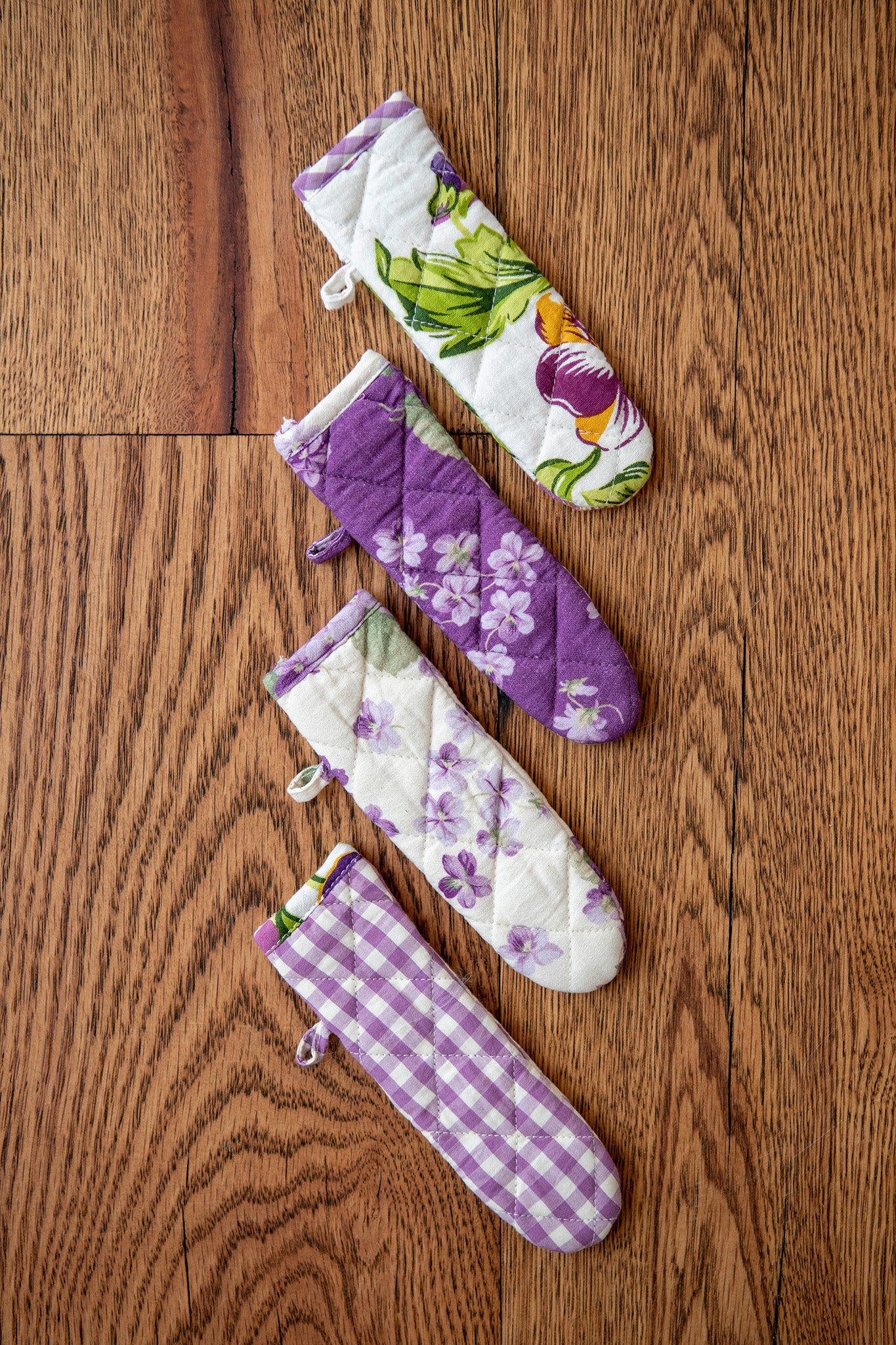 Vivid Violet Patchwork Skillet Handle Covers, Set of 4