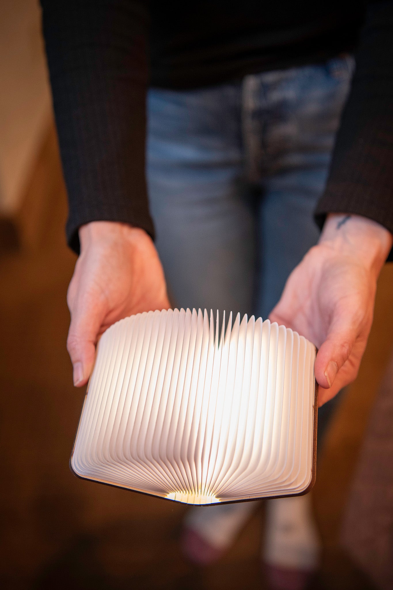 Wooden Book Night Light in Walnut