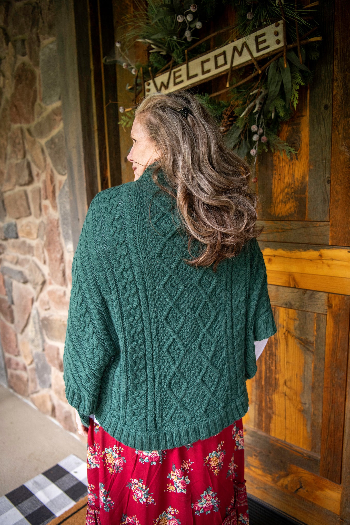 Woodland Cape Sweater in Forest Green