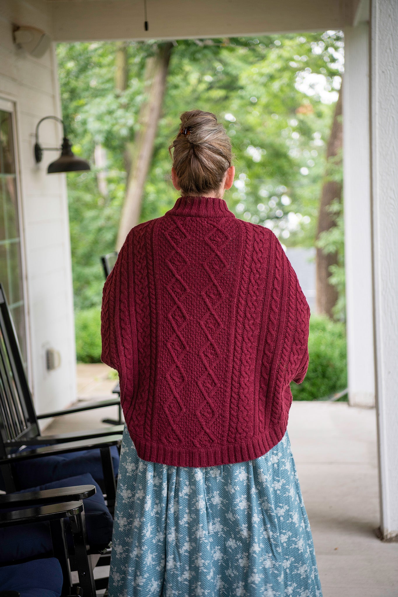 Woodland Cape Sweater in Wine